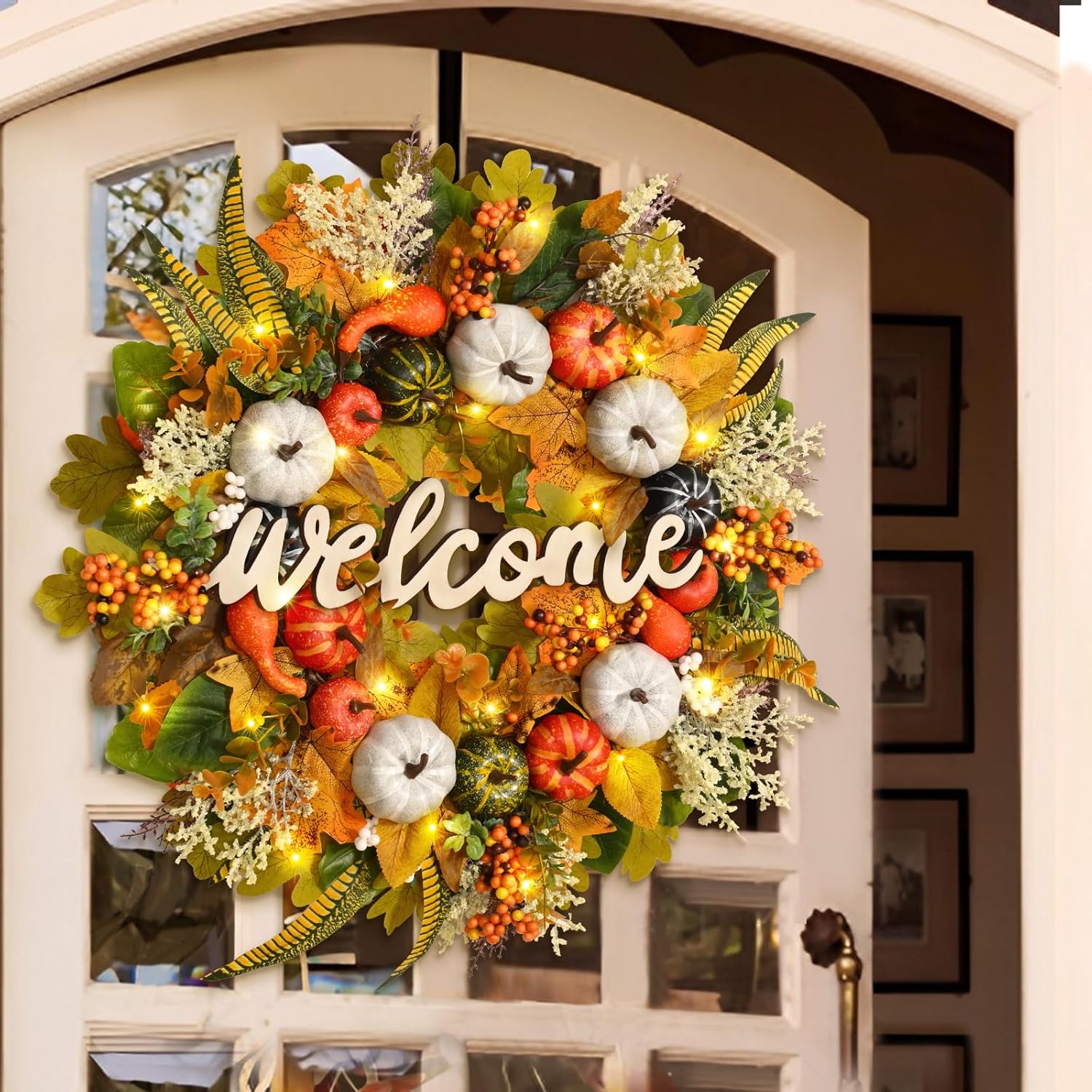 Autumn Wreath with Lights