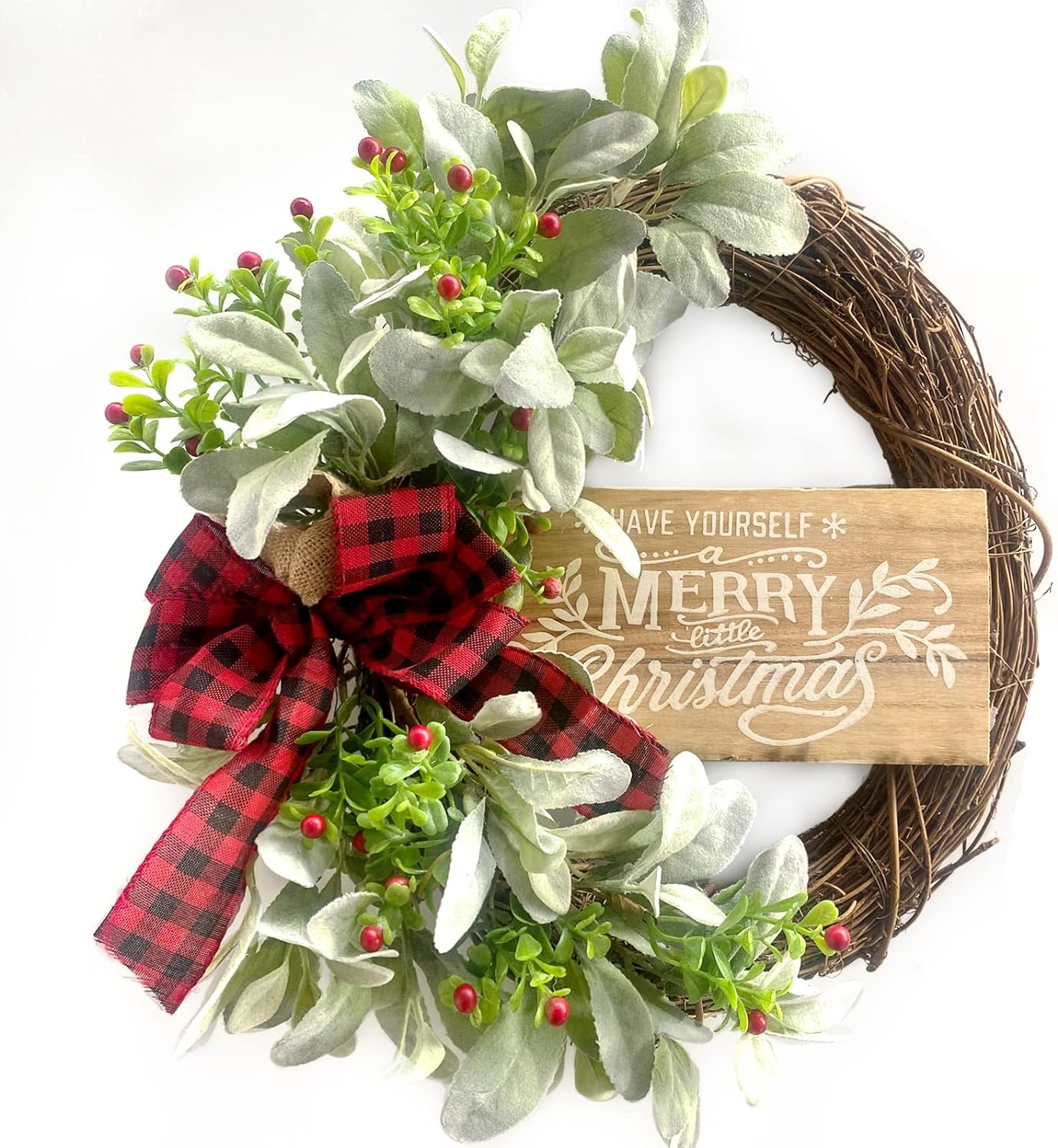 Bibelot Christmas Grapevine Wood Sign Wreath