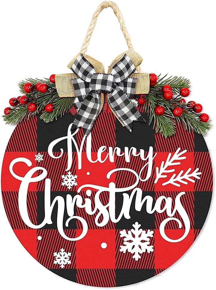 Buffalo Plaid Hanging Christmas Sign