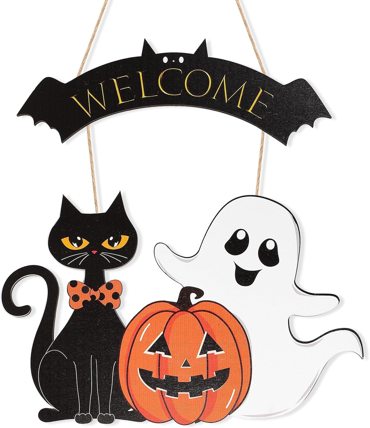 Halloween Decoration Wooden Ghost Door Wreath