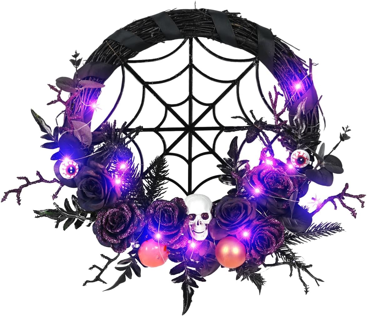 Halloween Web Lightup Wreath