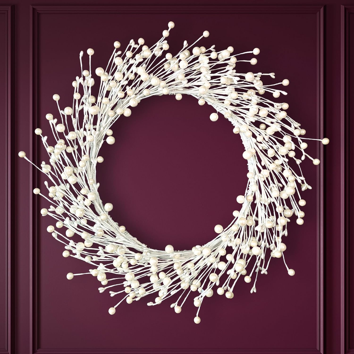Pearl White Pip Berry Christmas Wreath