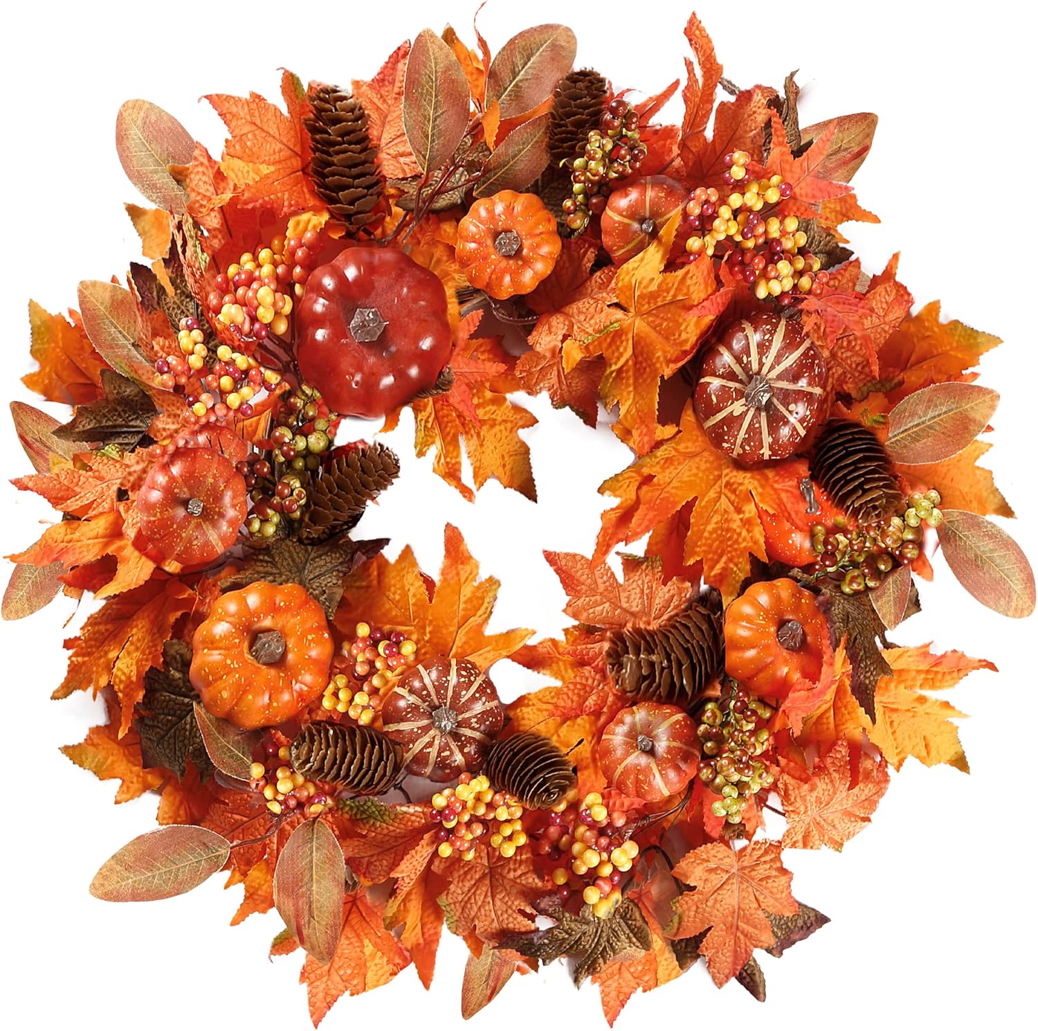 Pumpkin Cluster of Berries Fall Wreath