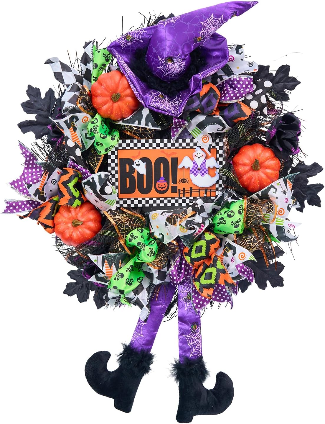 Pumpkin & Witch Halloween Wreath