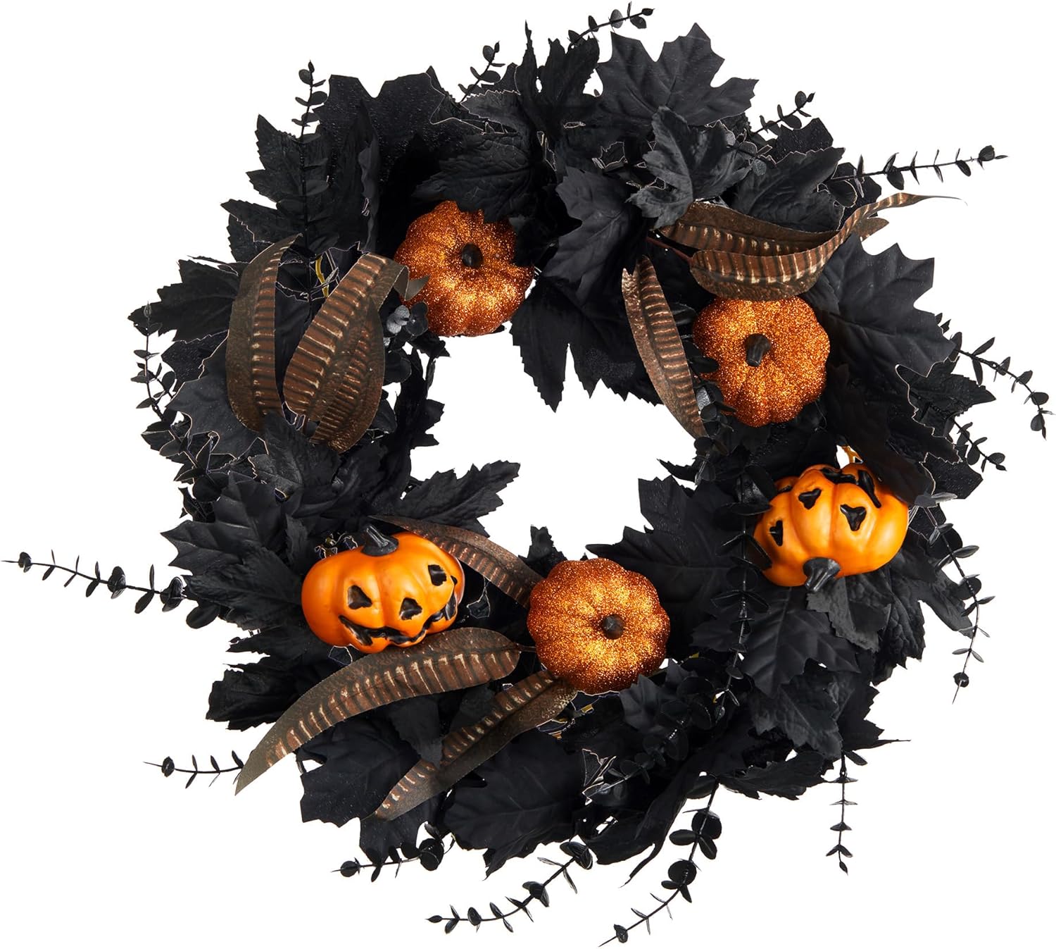 Pumpkins and Feathers Halloween Wreath