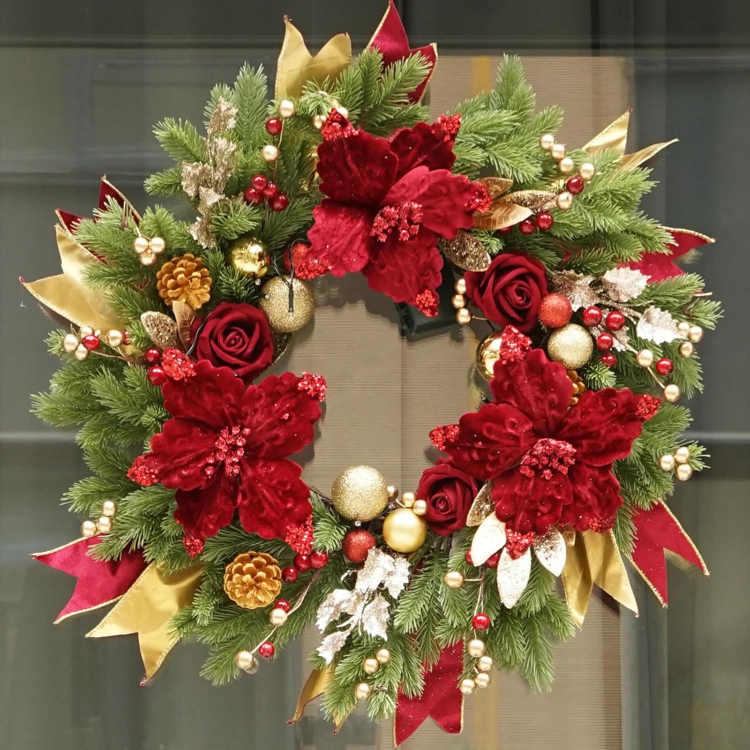 Red and Gold Christmas Wreath