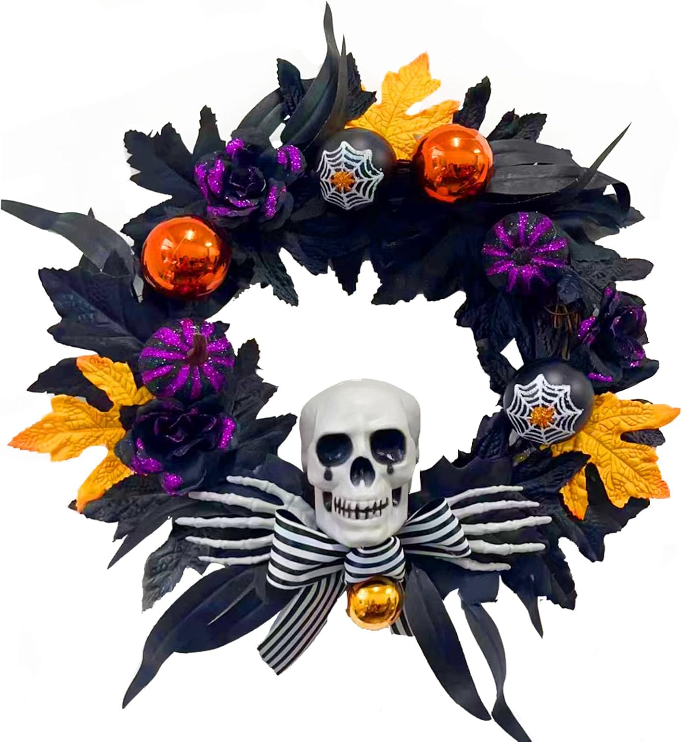 Rose Pumpkin Ball Halloween Wreath