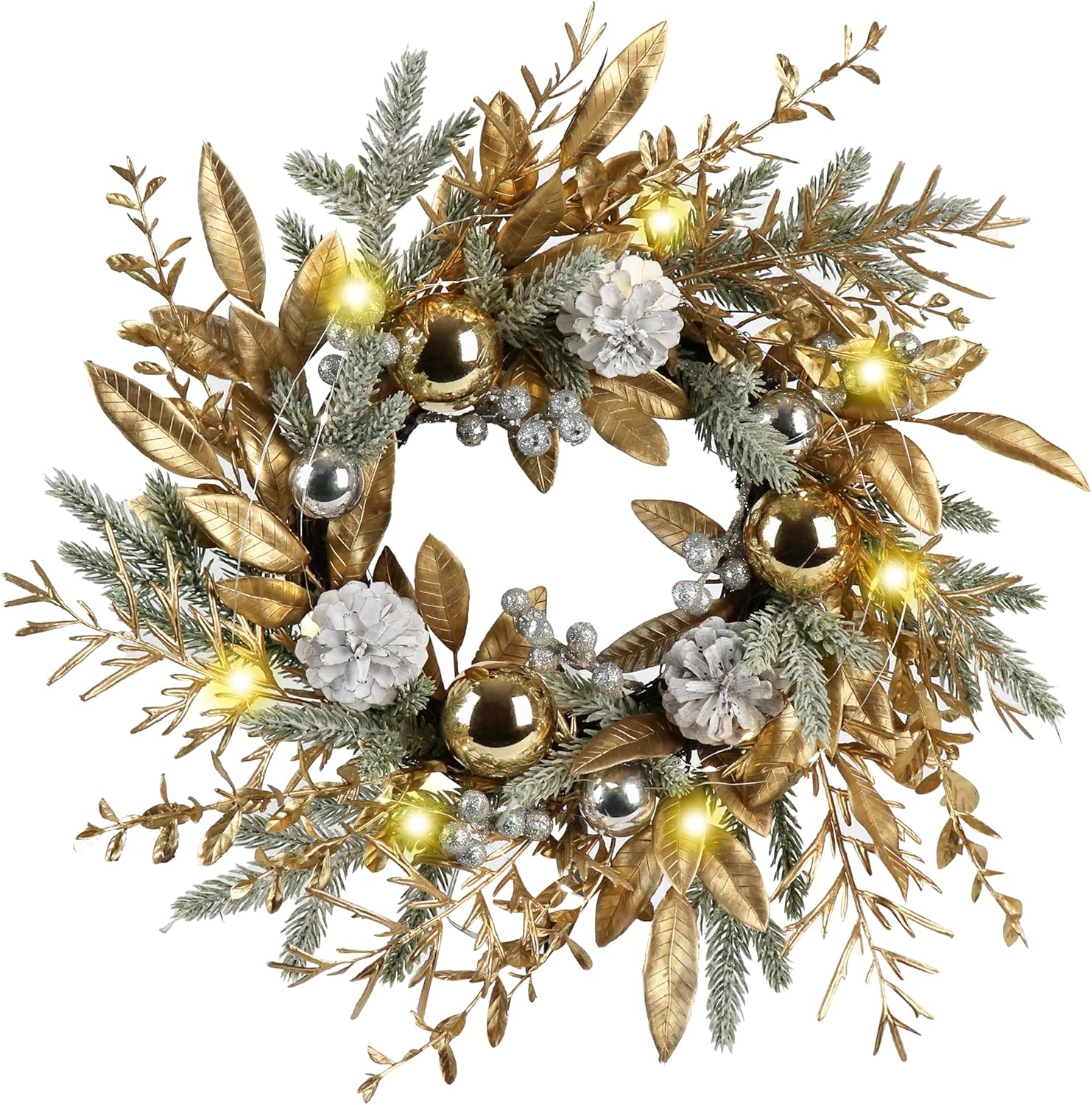 Zavothy Silver and Gold Christmas Wreath